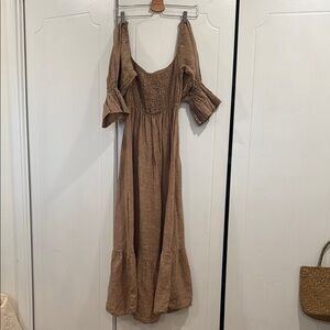 Elegant Brown Off-Shoulder Dress